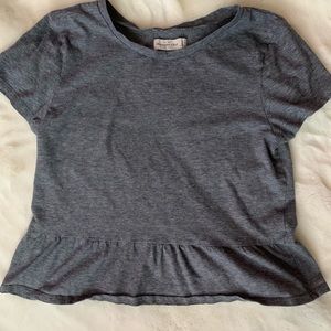 Gray/White Peplum Abercrombie & Fitch Tee